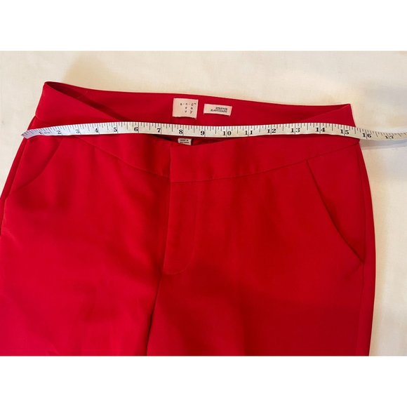 A New Day Womens Dress Pant Stretch Straight Leg Slash Pockets Mid Rise Red SZ 4 - Picture 3 of 10